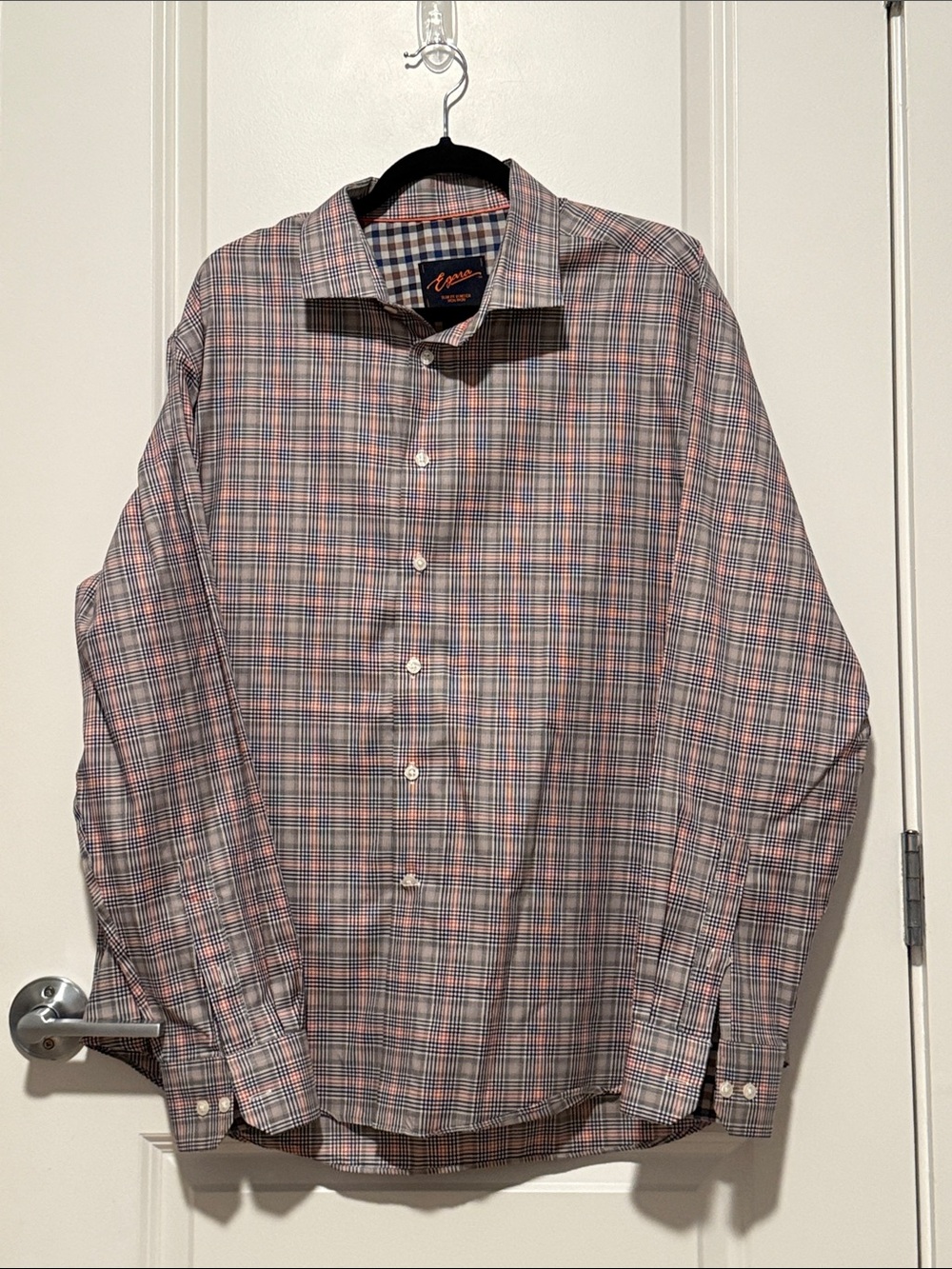 Egara Men's Plaid Dress Shirt - Pink & Blue